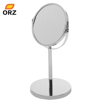İki ORZ Masaüstü Standı Metal Makyaj Aynası-Gümüş Dekoratif Banyo makyaj Aynası çift taraflı