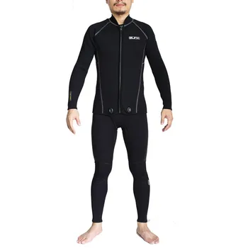 İki Parça 3mm Scuba Dalış Elbisesi Spor Binicilik Mayo Tulum Triatlon Denizanası Dalış Sörf Neopren uzun Mayo