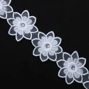 İmitasyon İnci DİY İle Misaya 1Y Katman 2 Çiçek Dantel Kumaş Aksesuarlar ot mücadelesi Kurdele Kesim Çapı 4.5 cm Süslenmiş el Yapımı