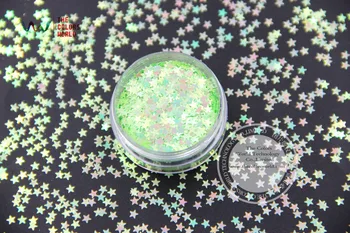 İndescent Işık Yeşil Renk TCİ51 Sedefli tırnak Sanat jel tırnak makyaj için Şekil 3.0 MM Boyutu Glitter veya DİY dekorasyon Yıldız