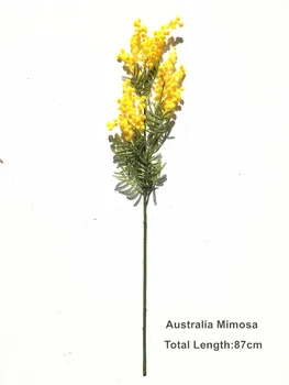 İNDİGO-5 ADET Solidago Avustralya Akasya Sarı Mimosa Pudica Sprey İpek Çiçek Yapay Düğün Çiçek Parti Olayı Ücretsiz Kargo
