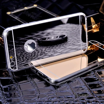 İphone 5 5S İçin İphone 5S için Kılıf Deluxe Moda Bling Ayna Arka Kapak Üst Kalite SEVİYELERİNE Açık bir Kenar Çerçeve Altın Gümüş SE