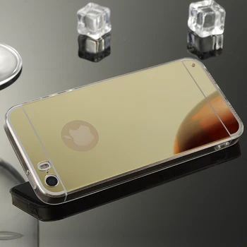 İPhone 5S SE Espelhada Cep Telefonu Kabuk Celular Apple iPhone 5 Ayna Durumda Yumuşak TPU Arka Kapak Kılıf pembe Altın Telefon kılıfı