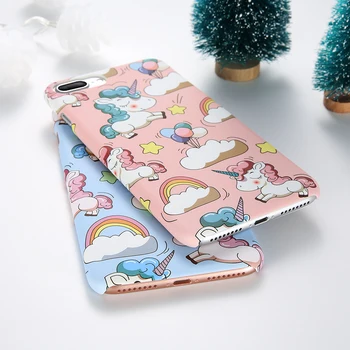 İPhone 7 6 6 7 8 Dava için iPhone 5S Güzel Kız Fundas için KİSSCASE Sevimli Unicorn Sert Kapak artı X Case Telefon Aksesuarları