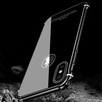 İPhone X Kılıf Lüks Glitter Sert Alüminyum Metal Bumper+2017 İçin Yeni Tam Koruyucu Telefon kılıfı Zırh cam Temperlenmiş