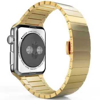 İwatch Grup 1. 2. 3 Serisi için Apple İzlemek Bant 38 mm 520 Kemer Altın Kayış için yeni Lüks Paslanmaz Çelik Kelebek Bant Kayış