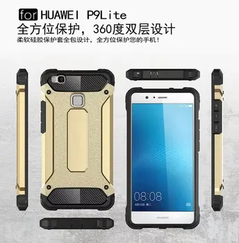 İçin 2016 Huawei P 9 Lite Huawei P9 Lite 2017 PC + Silikon 3D Anti Şok Etkisi Sert Zırh Case Sert kılıfı Darbeye dayanıklı