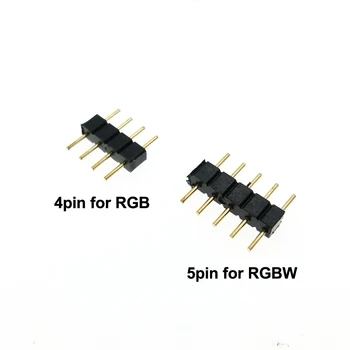 İçin 4pin RGB / RGBW 5pin Bağlayıcı 4pin / 5pin iğne şerit 10 adet/lot LED