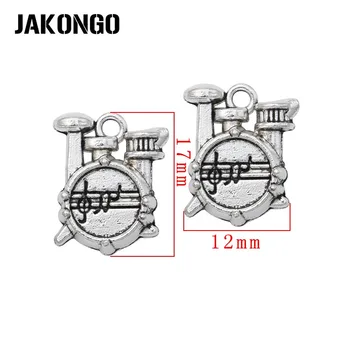 JAKONGO 20pcs Antika Gümüş 17x12mm Kuyumculuk DİY el Yapımı Elişi için Müzik Charms Kolye Kaplama