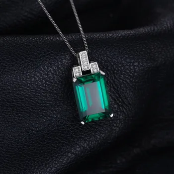JewelryPalace Lüks 6ct Yeşil Kadınlar için Zümrüt Kolye 925 ayar Gümüş 45 cm Güzel Takı Oluşturulan