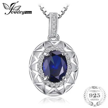 JewelryPalace Sıcak Satış Rusça Tasarım Gerçek Mavi Safir Kolye 925 Katı Gümüş Muhteşem Mücevher Zinciri Sağlam