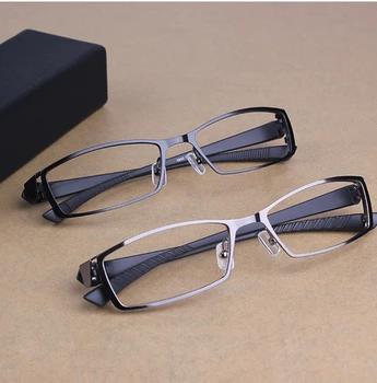 JİE.Optik B 2016 Yeni Erkek Alaşımlı Metal Çerçeve Gözlük Tam Kare Miyop TR90 Gafas Gözlük Gözlük