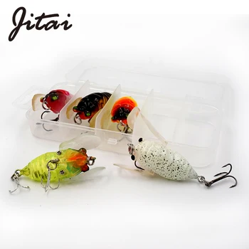 JİTAİ 5 adet/lot 3D Gözleri Sert Plastik Yapay Böcek Ağustosböceği Parladı Topwater Balıkçılık Keskin Tiz Kanca İle Balık Yemler sahte yemler