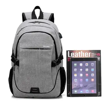 Jorgeolea Adamlar Boş Sırt çantası, Erkek İş Labtop Çantası USB Fonksiyonu Omuz Okul Çantası 0527 Şarj Geçecek