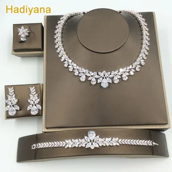 Kadın Elle Açtı AAA Zirkon Gözyaşı Köpüklü İçin lüks Gelin Takı Setleri 4 adet Hotsale Düğün Set Mücevher CN184 Hadiyana
