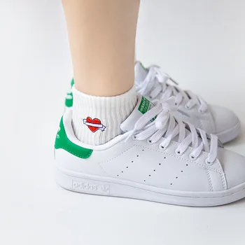 Kadın Erkek Ulzzang için 35-40 Unisex Pamuk Harajuku Çorap Siyah Beyaz Japon Çorap Calcetines