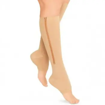 Kadın Fermuar Sıkıştırma Çorap Zip diz Desteği Diz Sox Açık Ayak Çorap S/M/XL