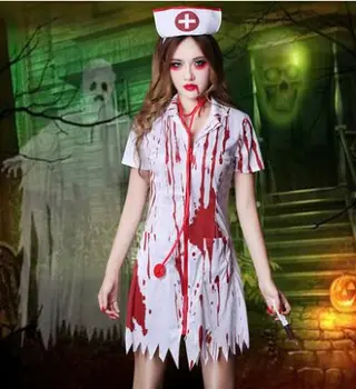 Kadın giyim zombi zombi kostümü korkutucu hemşire elbise Cadılar Bayramı için zombi elbise kadınlar için kostümler