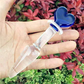 Kadın lezbiyen G noktası squirt Kristal BÜYÜK BONCUK GAY anal prostat uyarıcı anüs BUTTplug için mavi kalp Cam tak anal seks oyuncakları