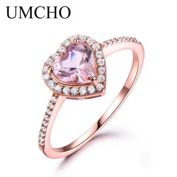 Kadın Nişan Partisi İçin UMCHO Gümüş 925 Nano Morganite Yüzük Altın Rengi Yüzük Rose Yeni Moda Söz Güzel Takı Yüzük