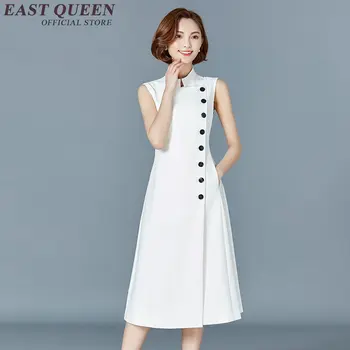 Kadın yaz uzun elbise 2017 uzun beyaz sundress OL düğmesi ön elbise kadın kıyafet giyim S-3XL AA2418 UYGULAMA