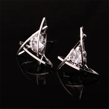 Kadın Yeni moda Sevimli Bib Küpe Küpe oLARU Mücevher Markası Kaliteli Kore Üçgen Kristal Popüler Damızlık toptan