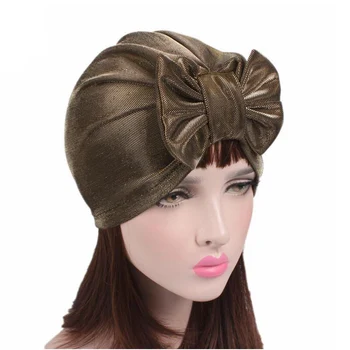 Kadın Şapka Metalik Kasketleri Şapkalar Kadınlar Yay Caps Şapka Bonnet sıkı Skullies Bandana Saç Kapak Kemo Kapaklar Türban