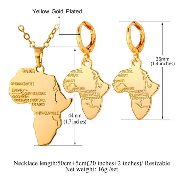 Kadınlar Afrika Haritası Siyah/İçin Collare Takı Setleri Rose Gold/Altın Rengi Toptan Küpe S234 Setleri Kolye