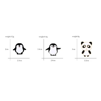 Kadınlar Erkekler Ceket Rozeti Moda Takı Denim İçin 3 Adet/Karikatür Mini Emaye Pin Sevimli Panda Penguen Broş Hayvan Broş set