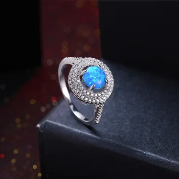 Kadınlar için AAA Kübik Zirkon en İyi Hediye alyans İle yeni Varış 925 Gümüş Güzel Mavi Ateş Opal Yüzük R2091 Bayan