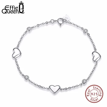 Kadınlar için Effie Kraliçe Yeni Gerçek 925 Gümüş Bilezikler Moda Kalp Bileklik Düğün Takı Kızlar Hediye BB02