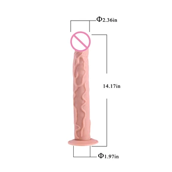 Kadınlar için Güçlü Vantuz Yumuşak Kadın Mastürbatör Seks Oyuncakları ile gerçekçi Büyük Dildo 13.7 inç Büyük Esnek Penis