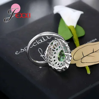 Kadınlar için JEXXİ Benzersiz tasarım 925 Gümüş takı moda yüzük Süper güzel Yeşil Vintage Yüksek kaliteli hediyeler kız /