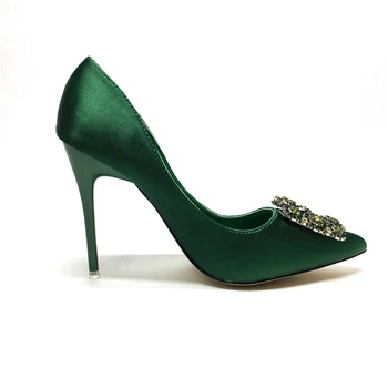 Kadınlar İçin 2017 Yeşil Yüksek Topuklu Ayakkabılar Kristal Düğün Ayakkabı Ayakkabı Kadın Yüksek Topuklu Lüks Ayakkabı Tasarımcısı Topuk Pompaları