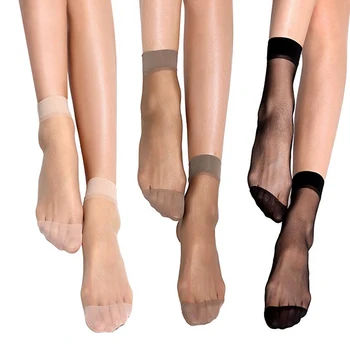 Kadınlar yüksek elastik siyah naylon için yaz seksi ultra ince şeffaf kristal ipek kısa çorap#M kadın çorap 20pairs/lot çorap