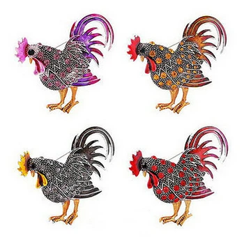 Kadınlar Çok JETİ Kristal Rhinestone Tavuk Horoz Tavuk Çiftliği Hayvan Broş xPin Kostüm Takı Renk