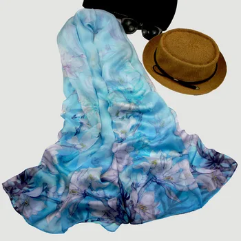 Kadınların büyük için yüksek kalitede moda gerçek ipek eşarp Şal tesettür şal uzun Yaz plaj örtbas etmesi boyutu