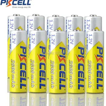 Kameracı Jilet için Pack (8) PKCELL 10 adet 2a AA Pil kullanın Pil 1.2 V aa Ni-MH Şarj edilebilir Pil, Önceden Şarj Baterias
