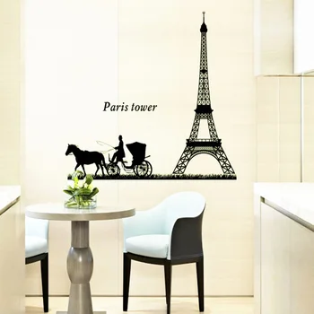 Karanlıkta yeni Floresan Işık Duvar Çıkartmaları Ev Dekorasyonu Vinil Çıkarılabilir Paris Eyfel Kulesi Arabacı Duvar Sticker Kızdırma