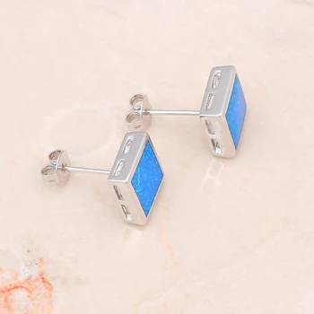 Kare tasarımı Mavi Ateş Opal Gümüş Hotselling aşk Marka Tasarım OE544 Moda Takı Küpe Moda Takı Damgalı