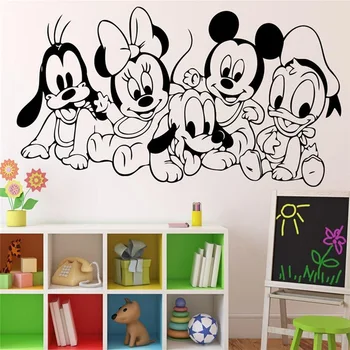 Karikatür Bebek Karakterleri Mickey Mouse Vinil Sticker Duvar Sanatı Dekor Çocuk Çocuk Odası Fikirleri Oda İç Duvar Çıkartmaları