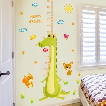 Karikatür Hayvan Ölçmek Duvar Çıkartmaları Çıkartma Çocuk Odası duvar Kağıdı Vinil Duvar Kuşlar Yatak Odası Çocuk Odası Ev Dekorasyonu yapıştırıcı Yükseklik