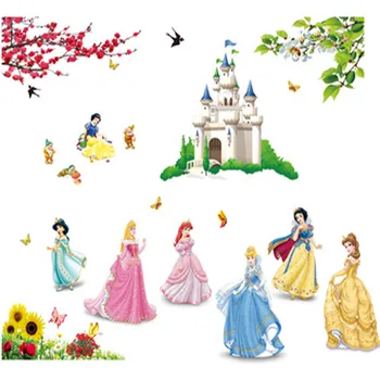 Karikatür Kale Prenses Duvar Çıkartmaları Kız Çocuk Yatak Odası Poster, Ev Dekor Duvar Çıkartmaları Duvar Kağıdı Vinil Duvar Sanat Sticker