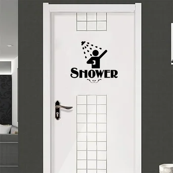 Kişilik Tuvalet Duş vinil Sticker kapı Su Banyo İşareti Komik Ev Dekorasyon Çıkartma Vinil Sticker A2201