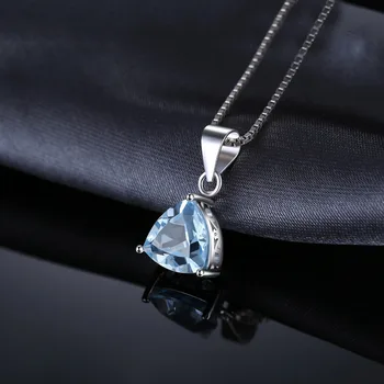 Klasik 2.2 Trilyon ct Doğal Sky Blue Topaz Kadın Moda Sıcak Satılık Bijouterie 925 Gümüş Kolye Orijinal