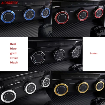 Klima düğmesi parlak 3D çıkartmalar stil 3 adet Alüminyum araba-Skoda süper b8 2016 2017 araba aksesuarları İçin Durum kapak