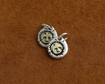 Kolye Bilezik İçin Mini Etiket Altın Kartal & Güneş Takılar %100 Saf Katı Gümüş 925 Vintage Hint Tarzı Mücevher Takılar