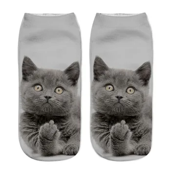 Komik Kedi Desen Çorap Kadın Moda Harajuku Baskı Erkek Pamuklu Çorap Unisex Çorap Desen Meias Feminina Komik Düşük Ayak Bileği Çorap
