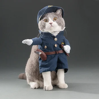Komik Kedi Hayvan Kostümleri takım Elbise Bahar ve Yaz Köpek Giysileri Polis Moda En çok Satan Kedi Kıyafetleri