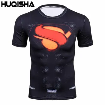 Komik Süpermen 3D baskı Kısa Kollu Gömlek Erkekler İçin 3d T-Shirt Fitness Crossfit Vücut geliştirme Egzersiz en fazla sıkıştırma T